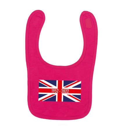 British flag Queens jubilee dark pink baby bib