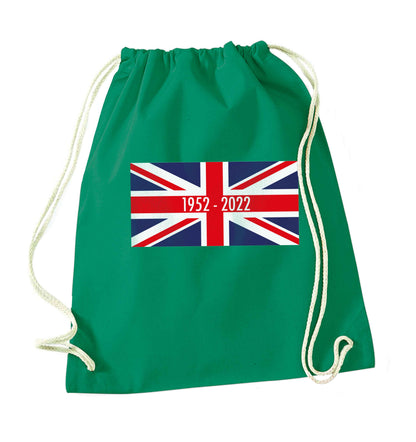 British flag Queens jubilee green drawstring bag
