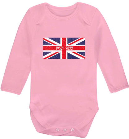 British flag Queens jubilee baby vest long sleeved pale pink 6-12 months