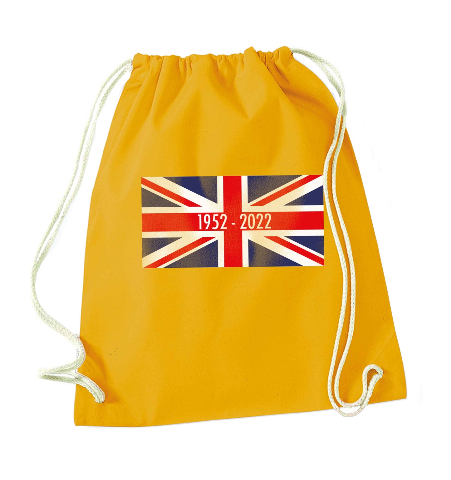 British flag Queens jubilee mustard drawstring bag