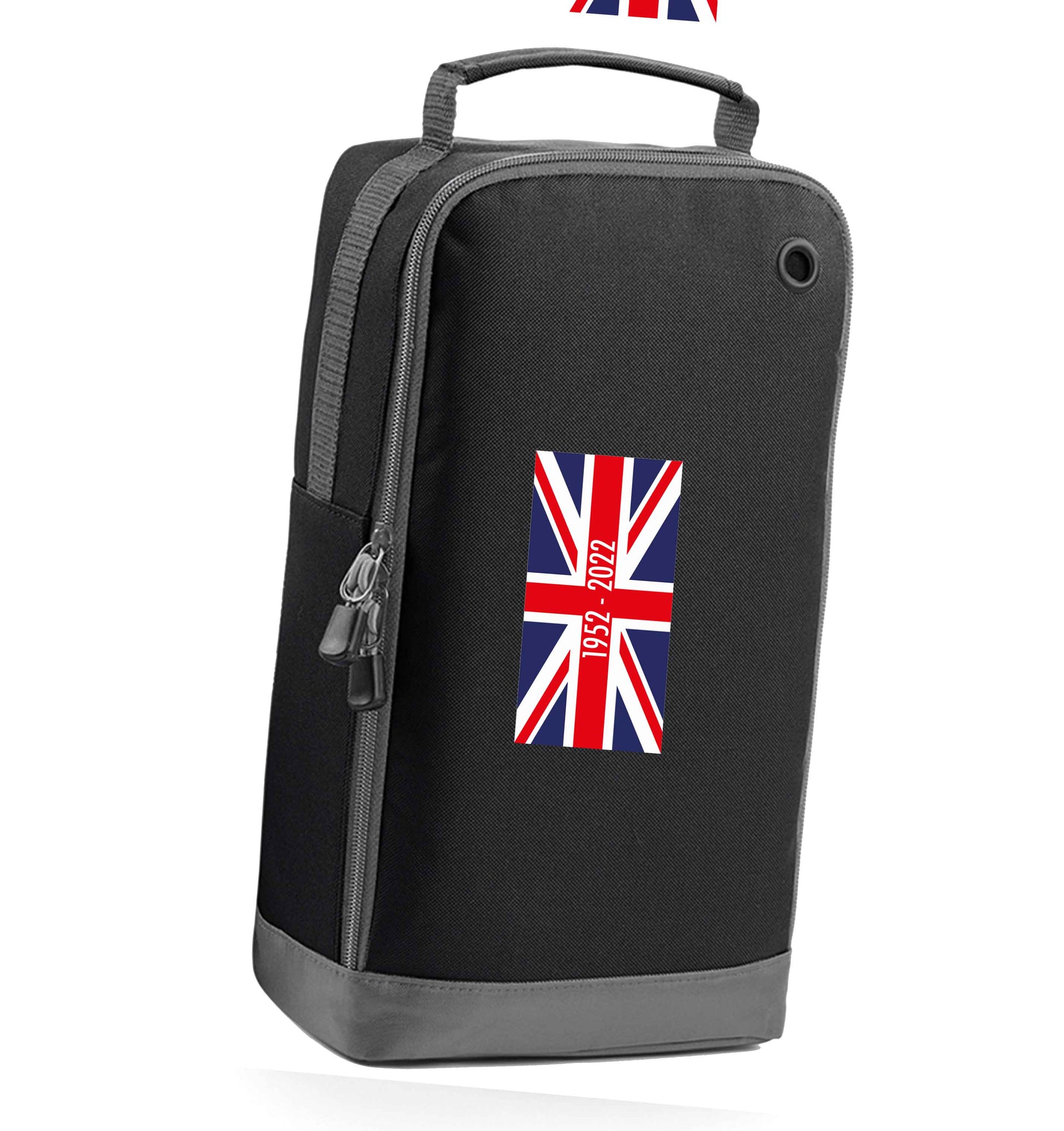 British flag Queens jubilee black sports shoe bag horizontal print