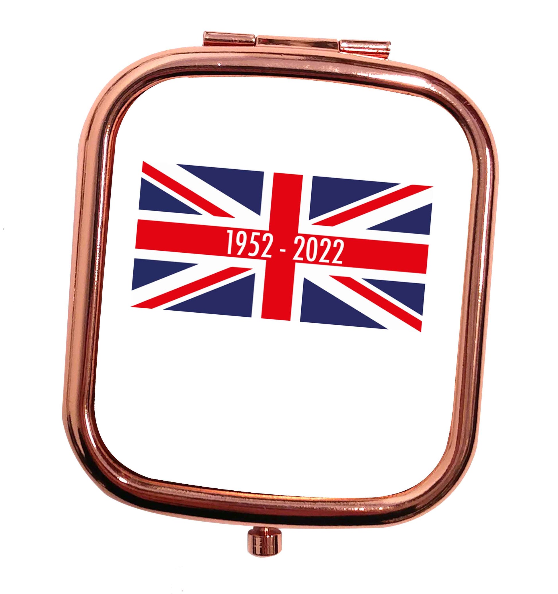 British flag Queens jubilee rose gold square pocket mirror