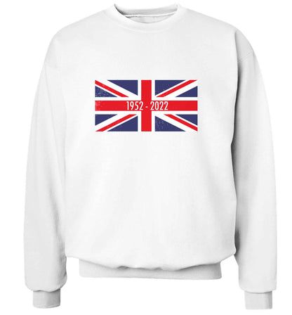 British flag Queens jubilee adult's unisex white sweater 2XL