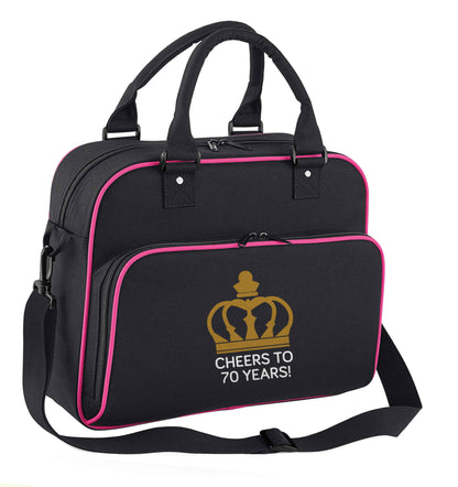 Cheers to 70 years! children's dance bag black with pink detail