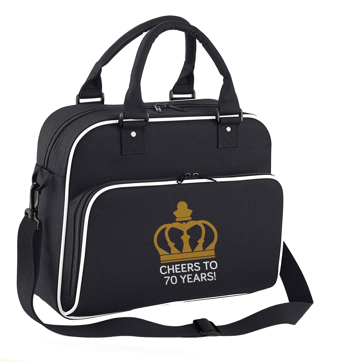 Cheers to 70 years! children's dance bag black with white detail