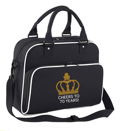 Cheers to 70 years! children's dance bag black with white detail