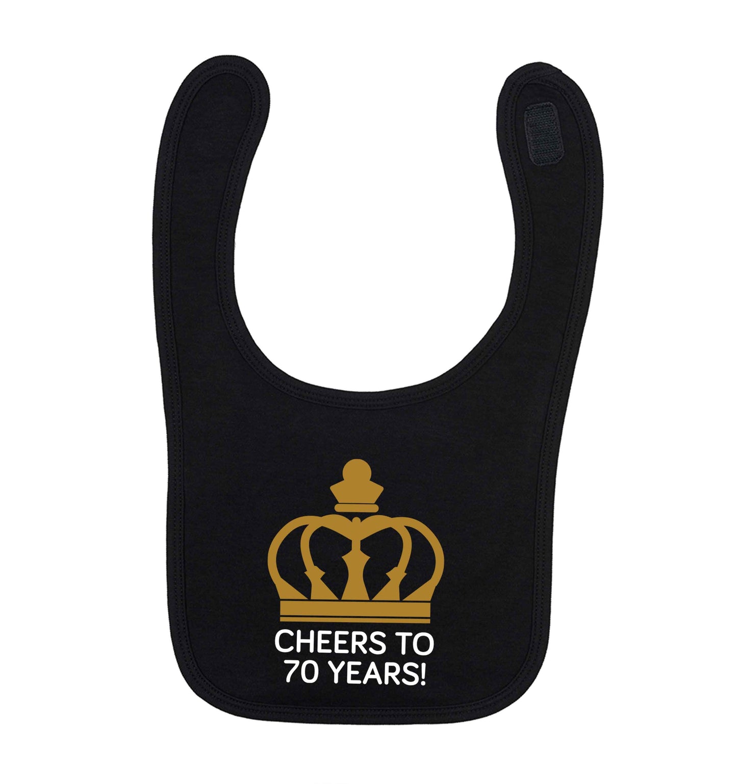 Cheers to 70 years! black baby bib