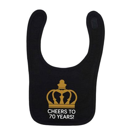 Cheers to 70 years! black baby bib