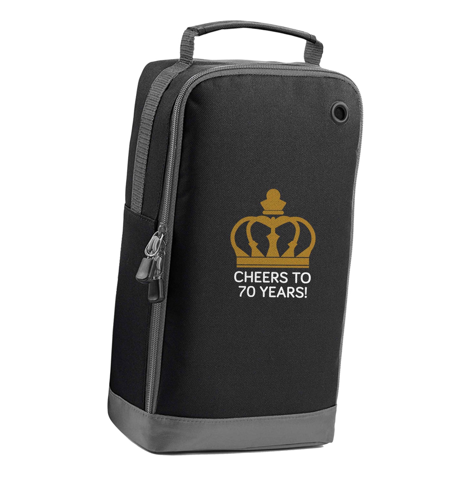 Cheers to 70 years! black sports shoe bag vertical print