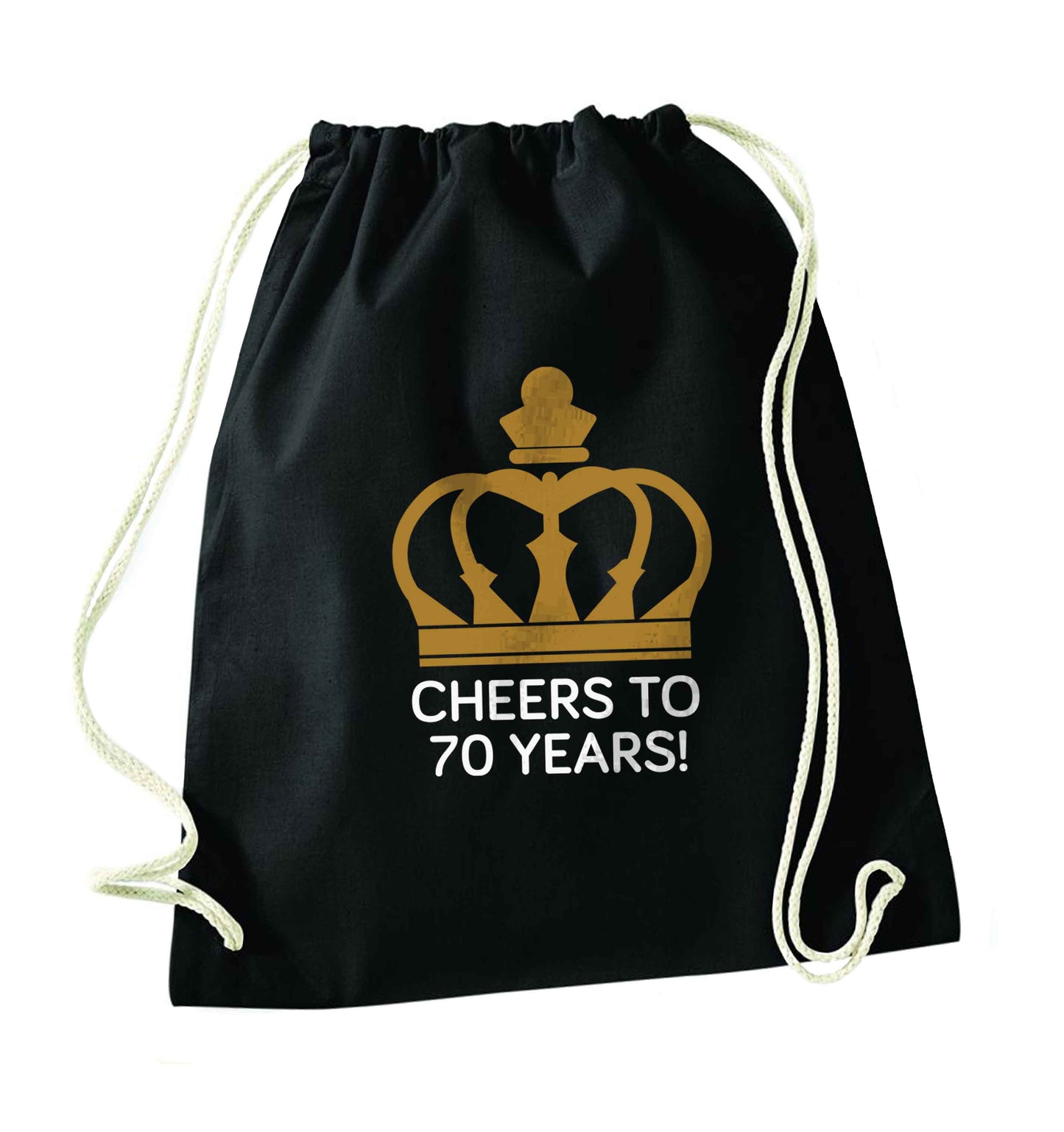 Cheers to 70 years! black drawstring bag