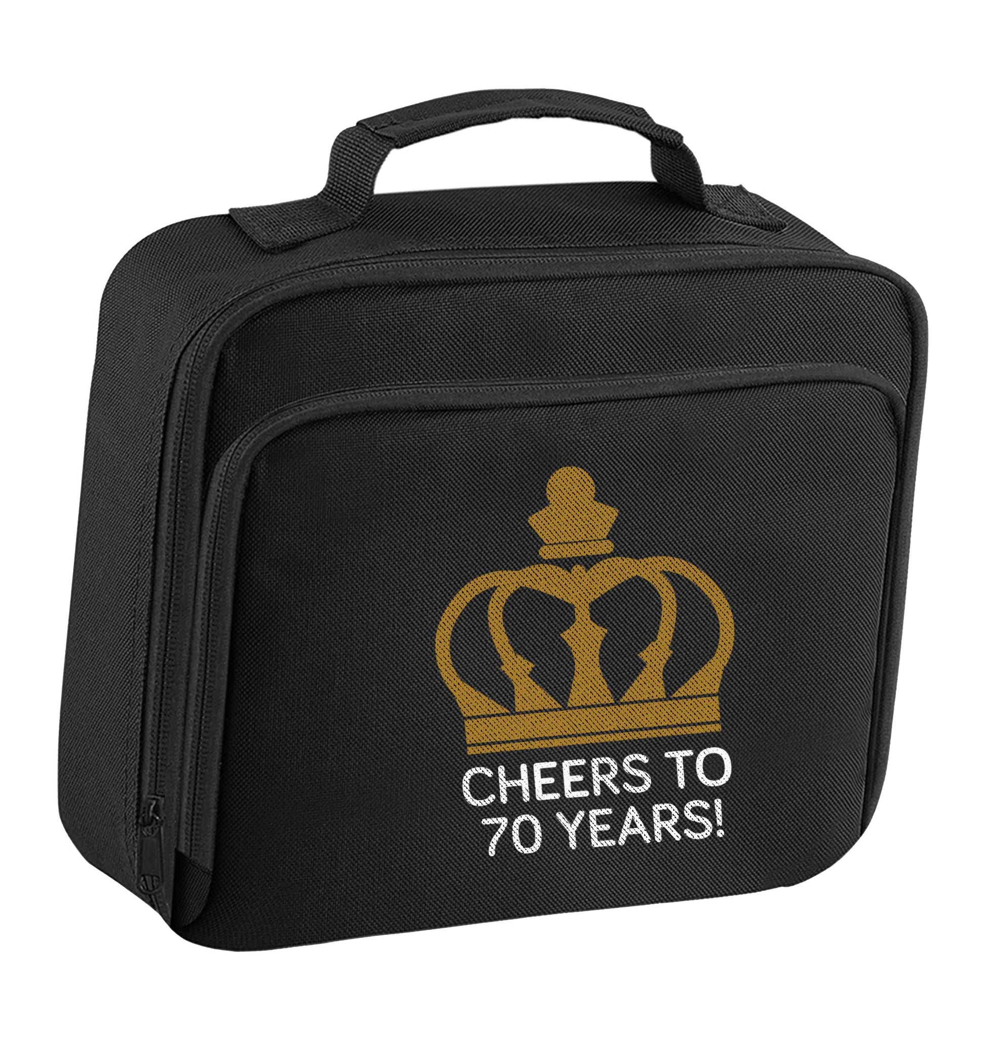 Cheers to 70 years! insulated black lunch bag cooler