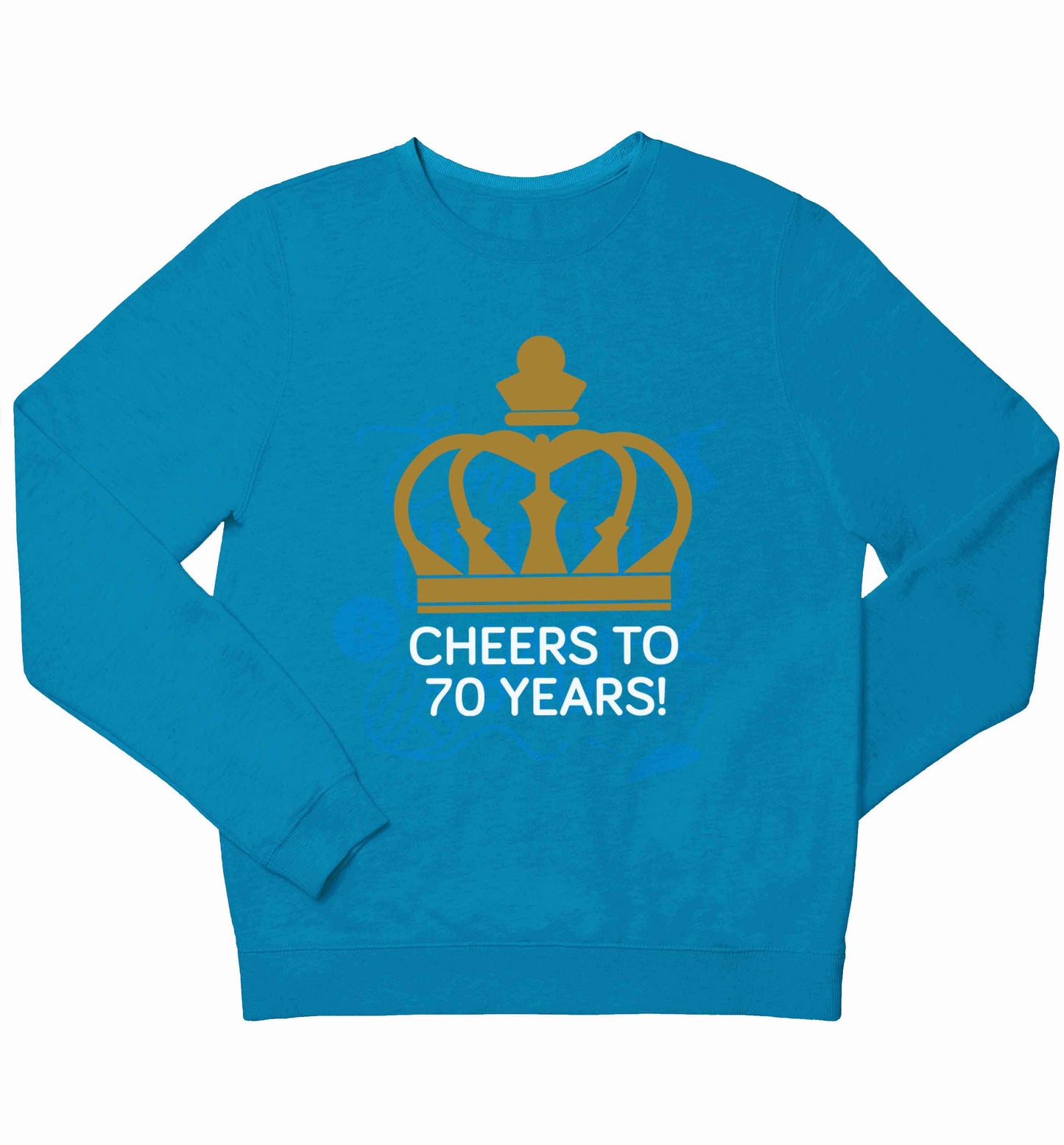 Cheers to 70 years! children's blue sweater 12-13 Years