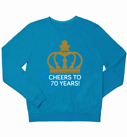 Cheers to 70 years! children's blue sweater 12-13 Years