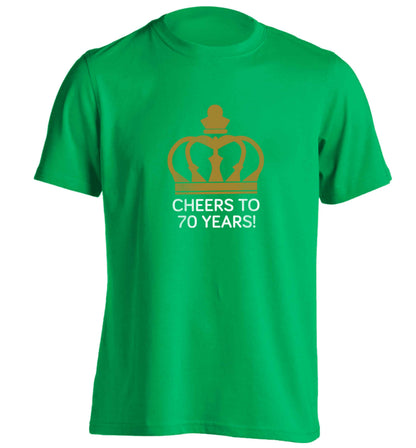 Cheers to 70 years! adults unisex green Tshirt 2XL