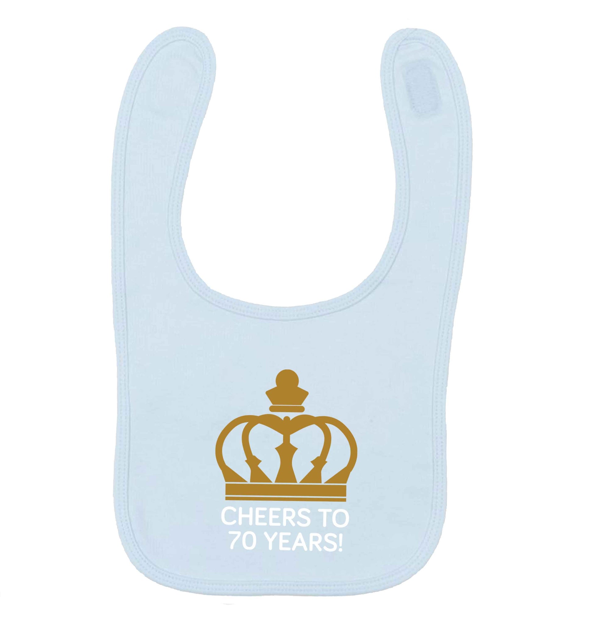 Cheers to 70 years! pale blue baby bib