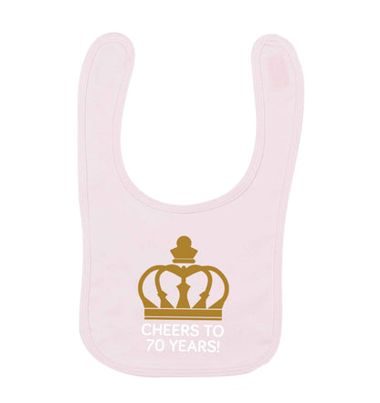 Cheers to 70 years! pale pink baby bib