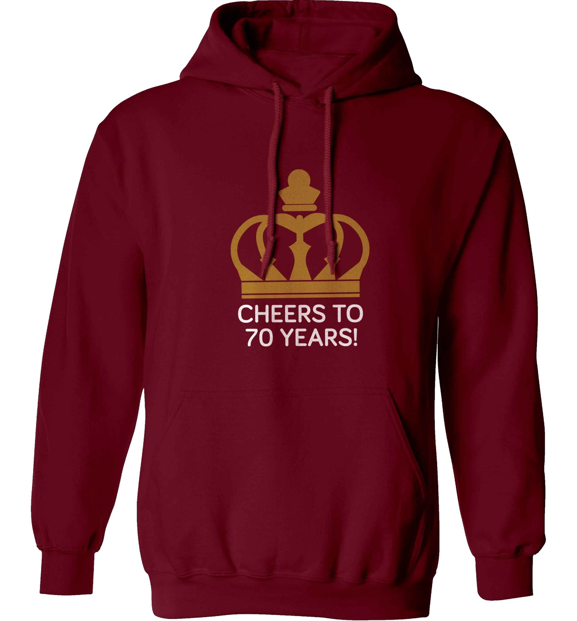 Cheers to 70 years! adults unisex maroon hoodie 2XL