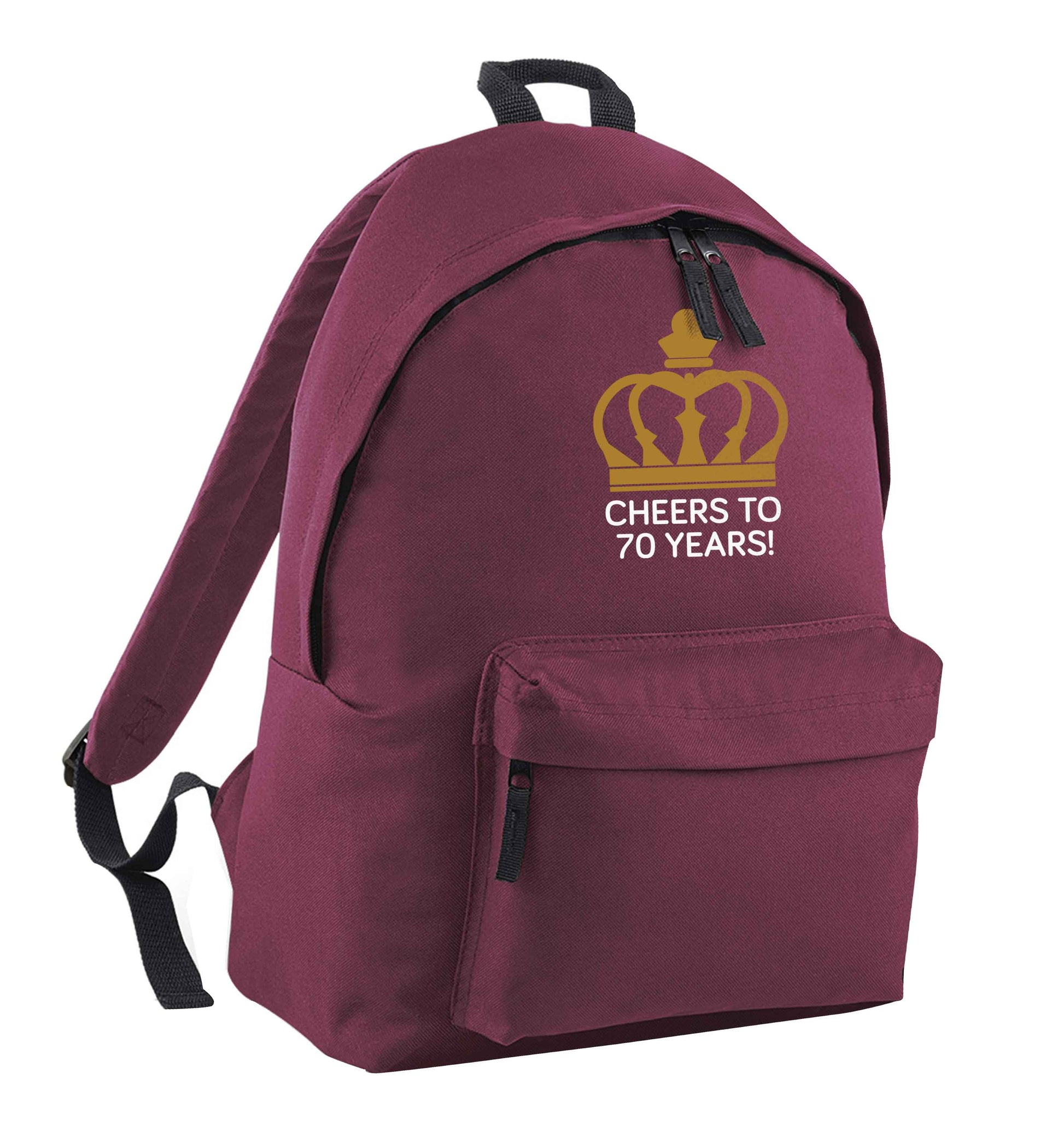 Cheers to 70 years! maroon adults backpack