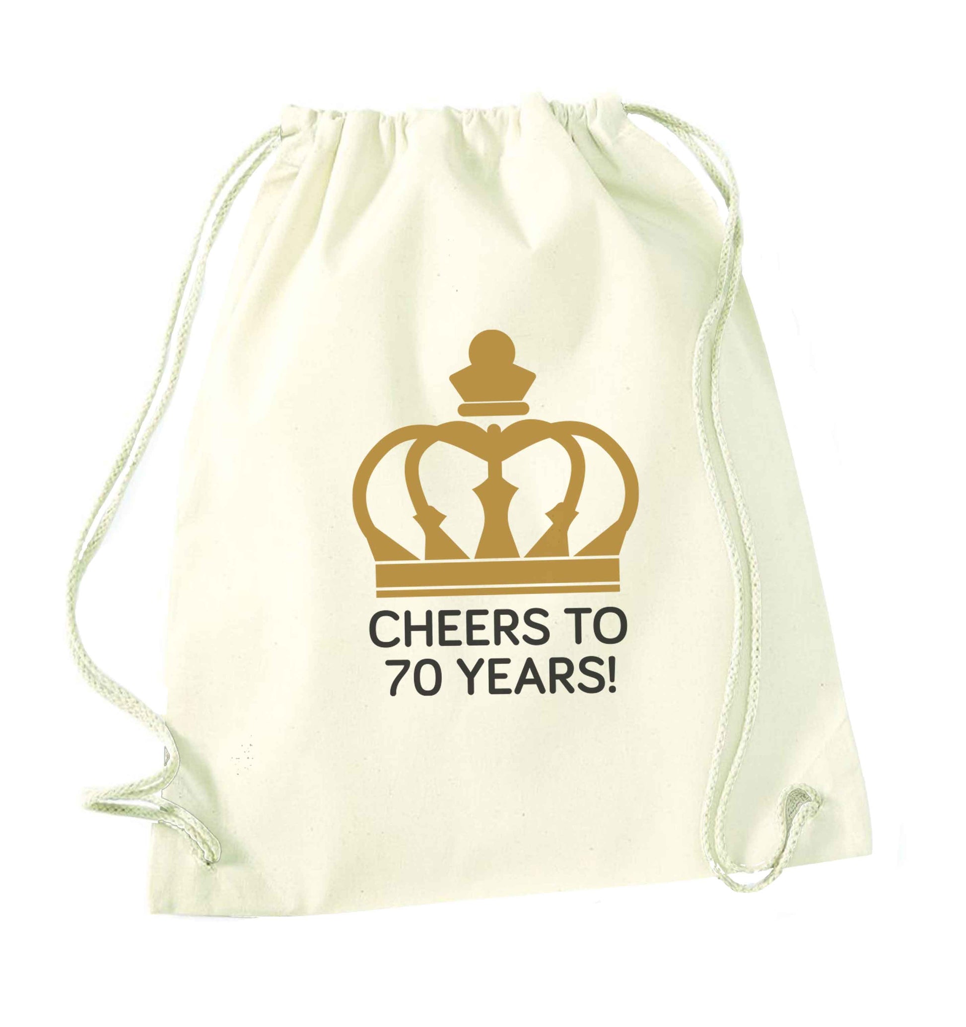 Cheers to 70 years! natural drawstring bag
