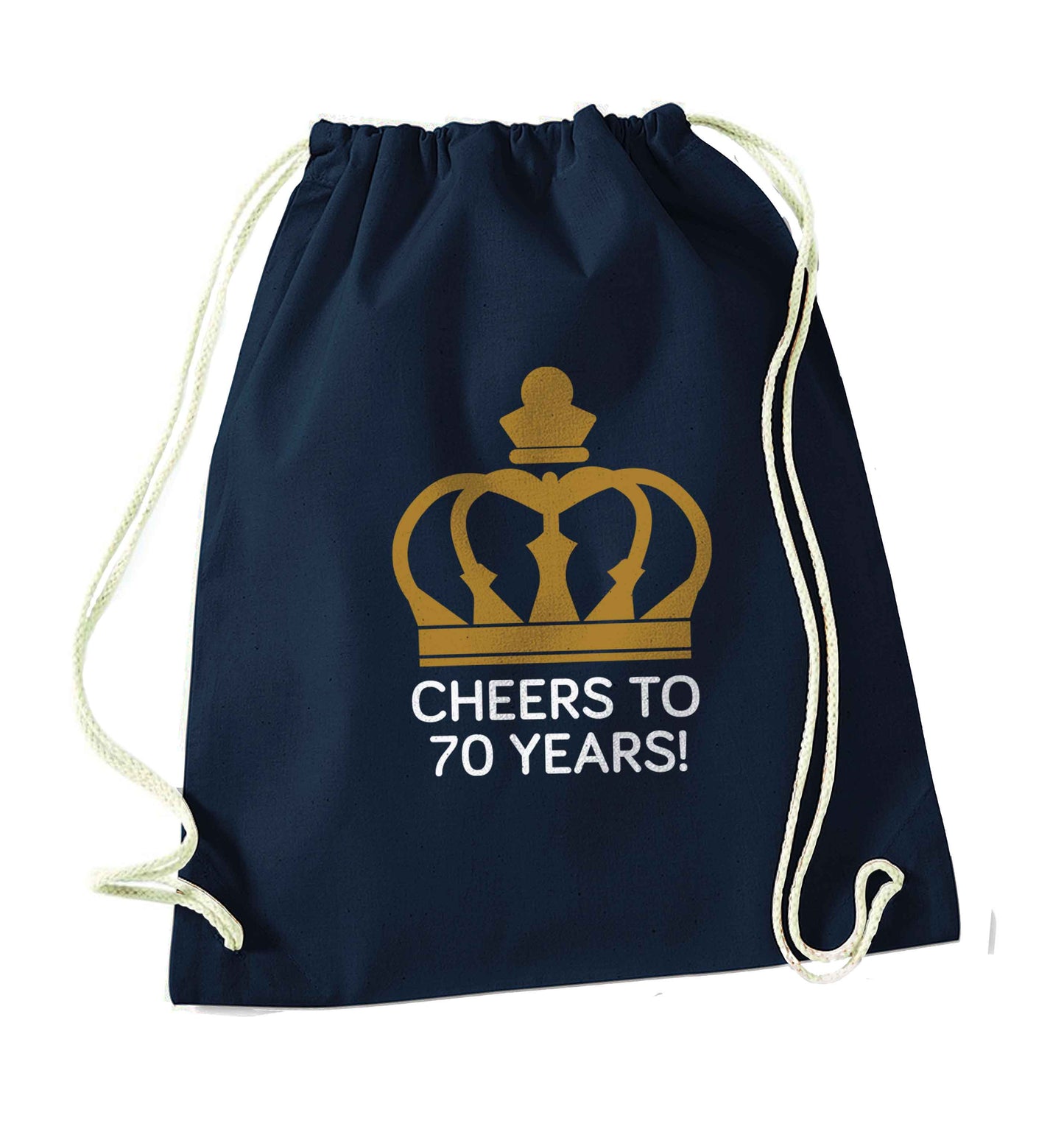 Cheers to 70 years! navy drawstring bag