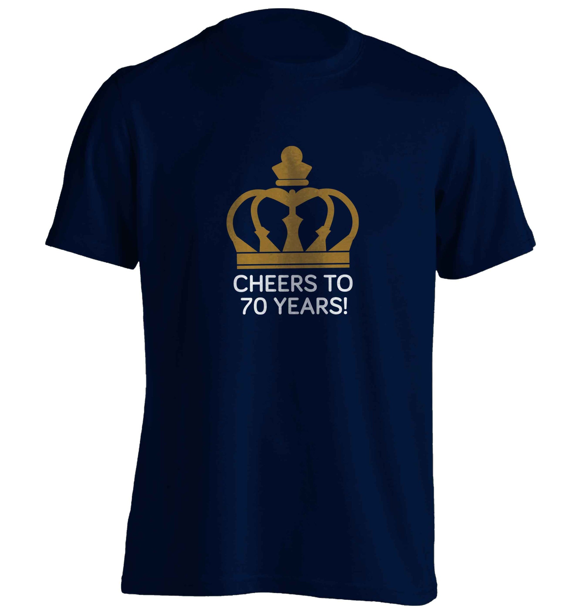 Cheers to 70 years! adults unisex navy Tshirt 2XL