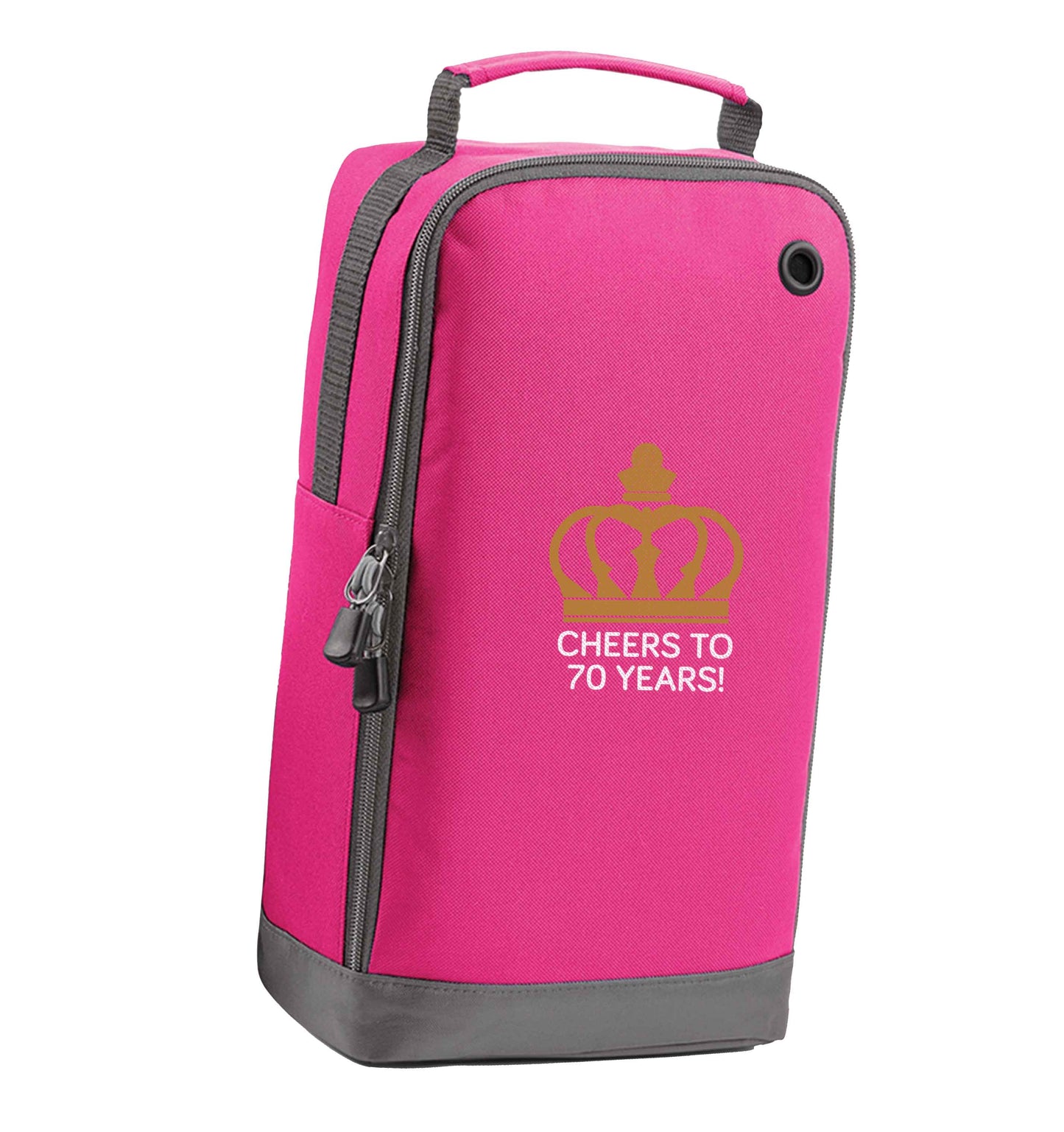 Cheers to 70 years! pink sports shoe bag vertical print