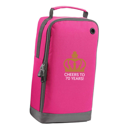 Cheers to 70 years! pink sports shoe bag vertical print