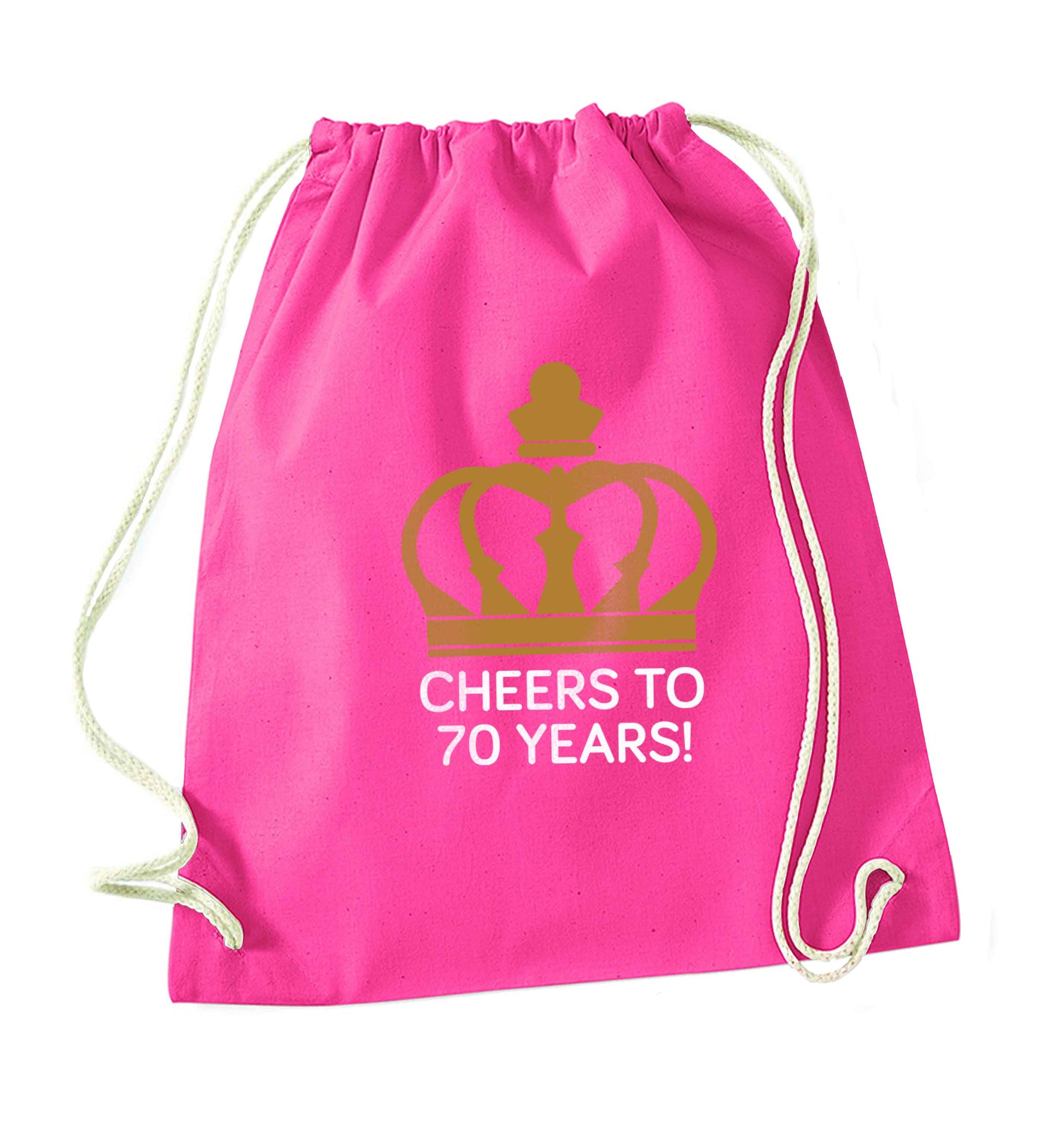 Cheers to 70 years! pink drawstring bag