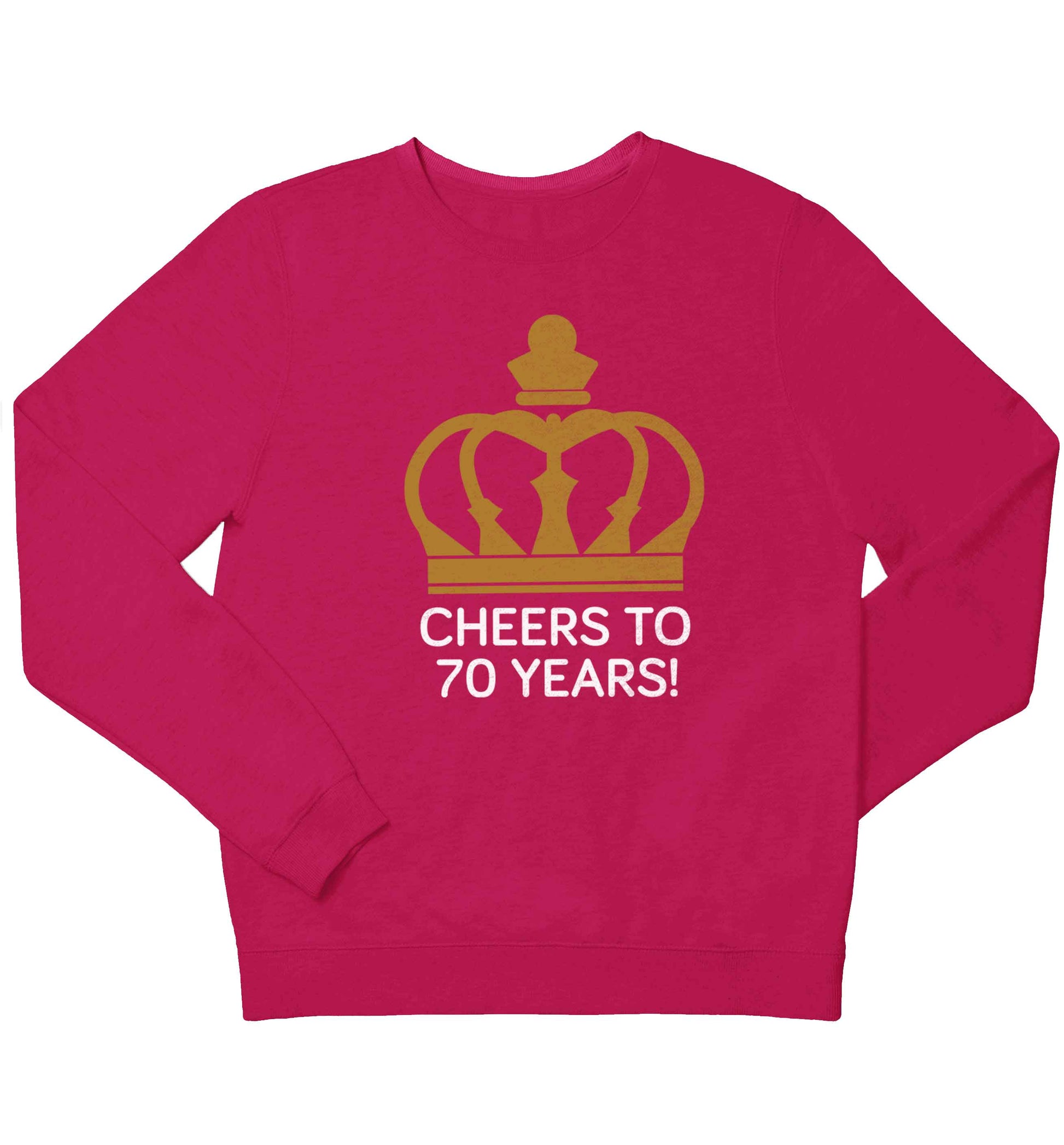 Cheers to 70 years! children's pink sweater 12-13 Years