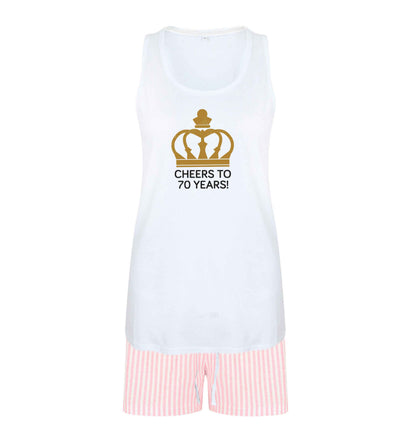 Cheers to 70 years! size XL women's pyjama shorts set in pink 