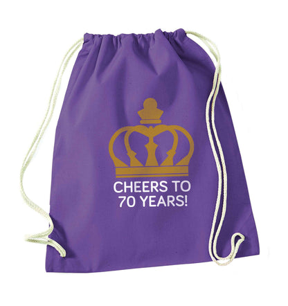 Cheers to 70 years! purple drawstring bag