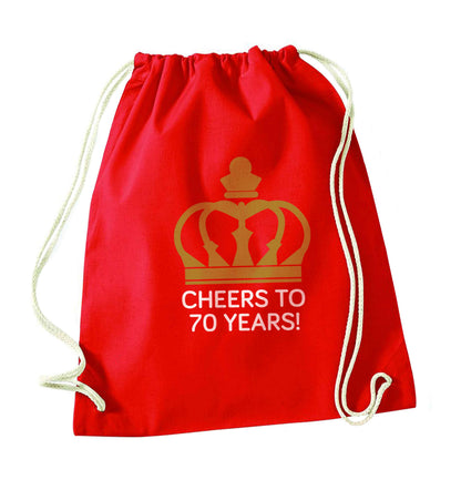 Cheers to 70 years! red drawstring bag 