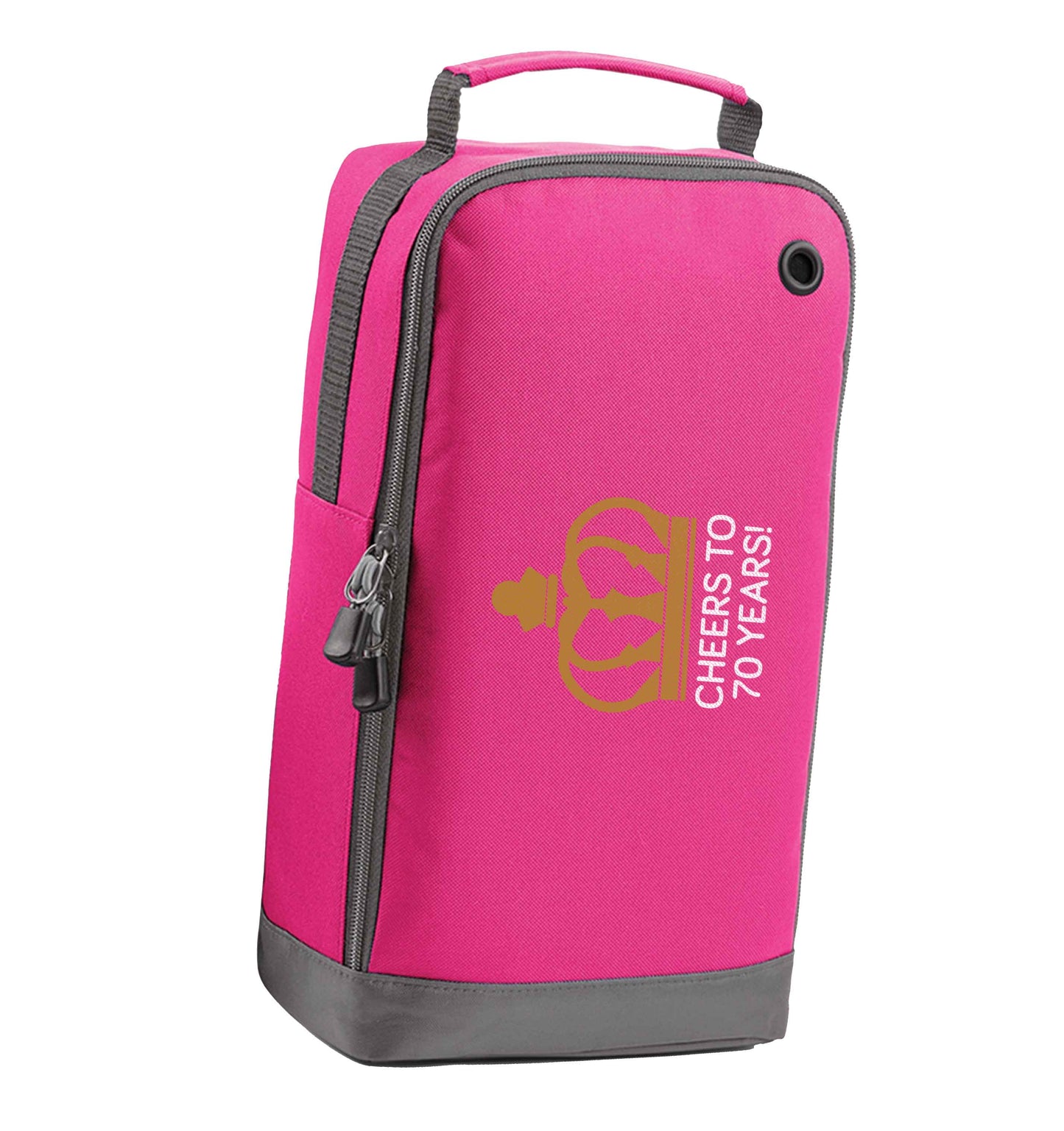 Cheers to 70 years! pink sports shoe bag horizontal print