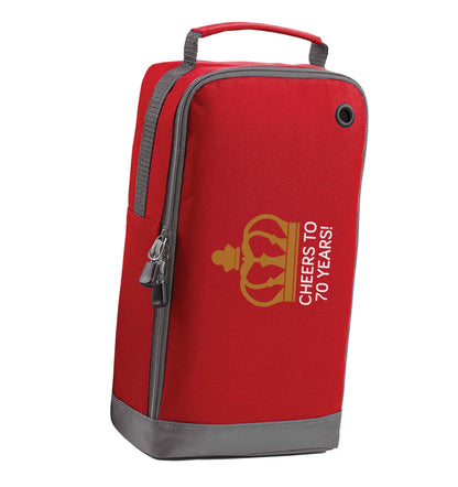 Cheers to 70 years! red sports shoe bag horizontal print