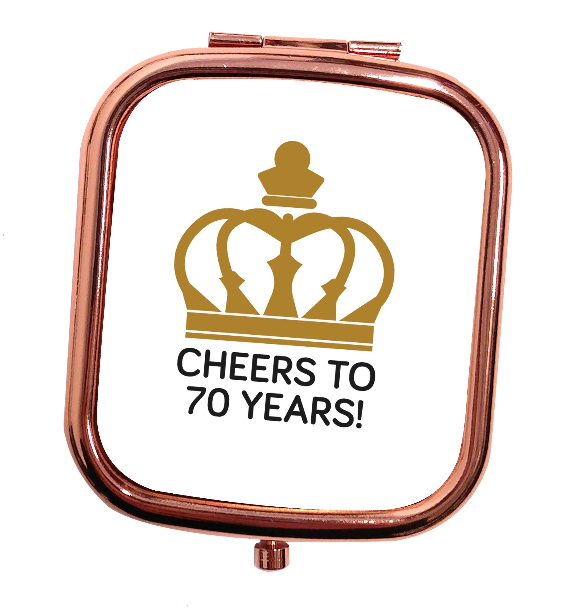 Cheers to 70 years! rose gold square pocket mirror