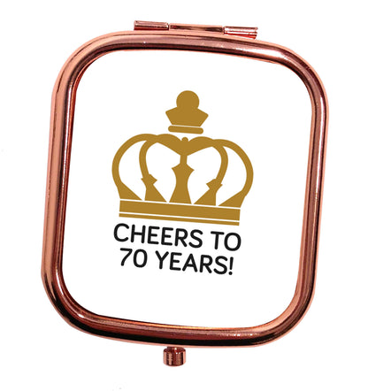 Cheers to 70 years! rose gold square pocket mirror