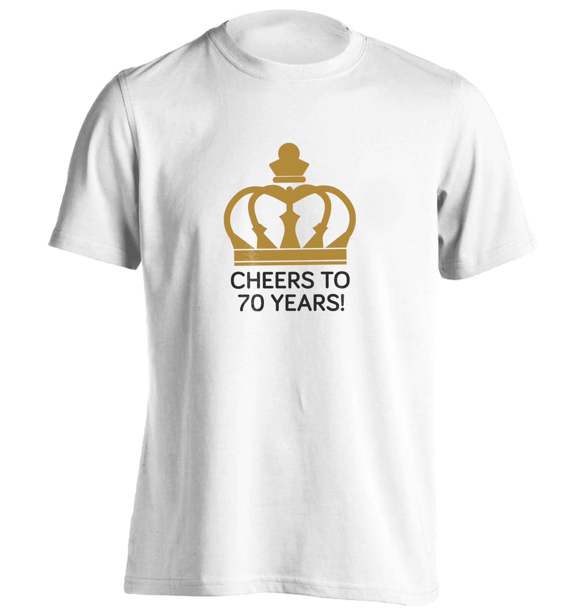 Cheers to 70 years! adults unisex white Tshirt 2XL