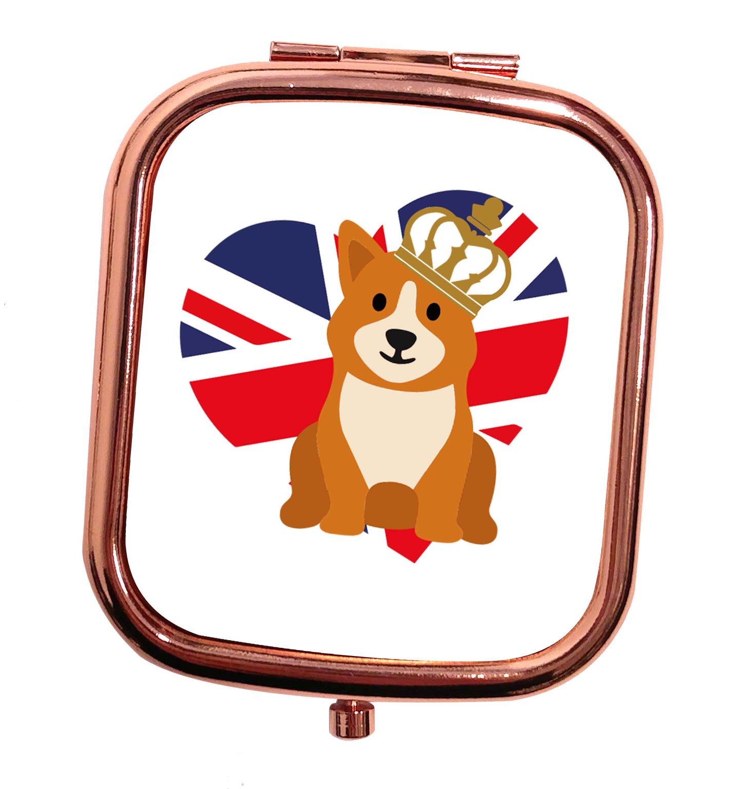 British corgi and flag rose gold square pocket mirror