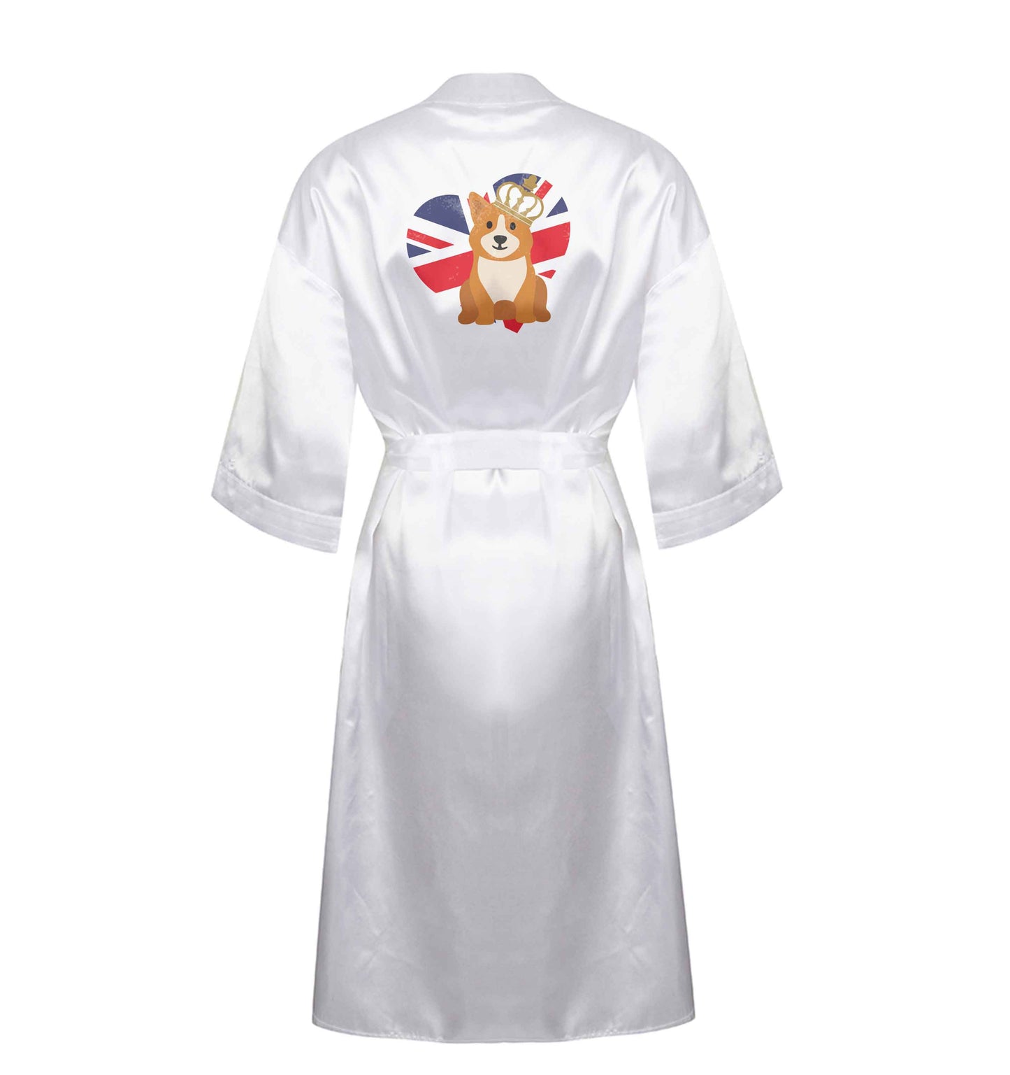 British corgi and flag XL/XXL white ladies dressing gown size 16/18
