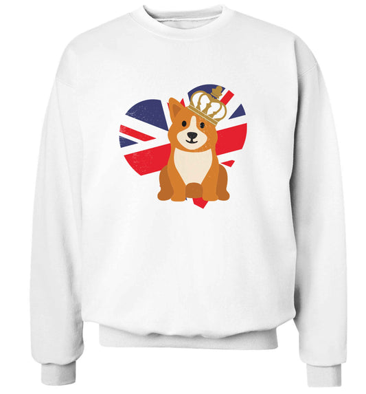 British corgi and flag adult's unisex white sweater 2XL