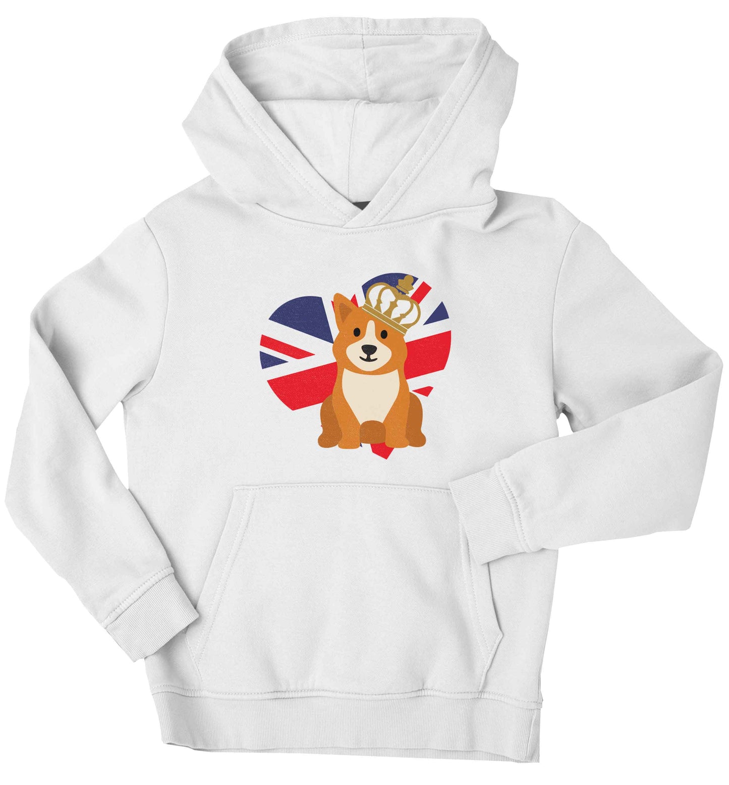 British corgi and flag children's white hoodie 12-13 Years