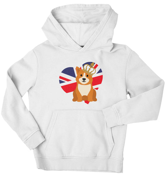 British corgi and flag children's white hoodie 12-13 Years