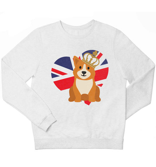 British corgi and flag children's white sweater 12-13 Years