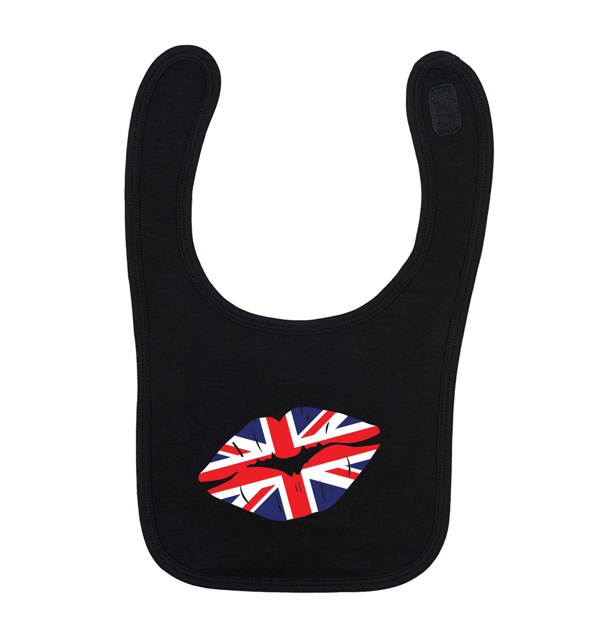 British flag kiss black baby bib