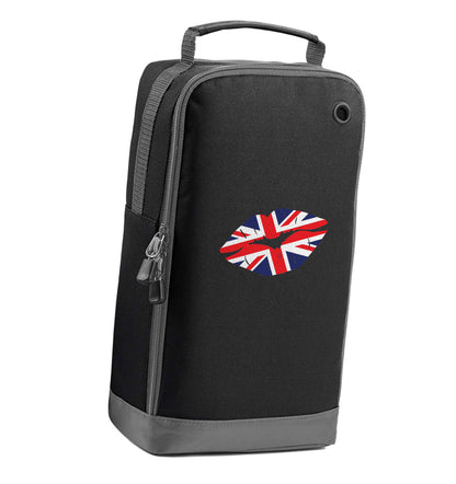 British flag kiss black sports shoe bag vertical print