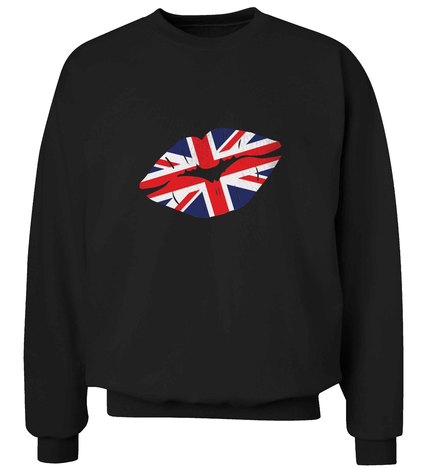 British flag kiss adult's unisex black sweater 2XL