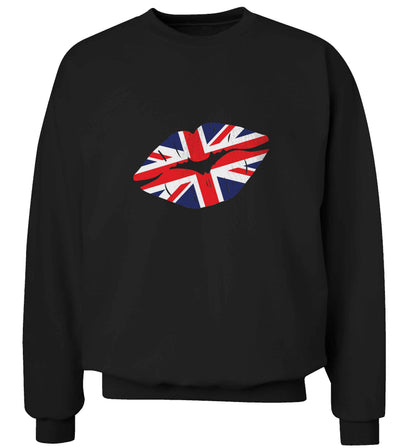 British flag kiss adult's unisex black sweater 2XL