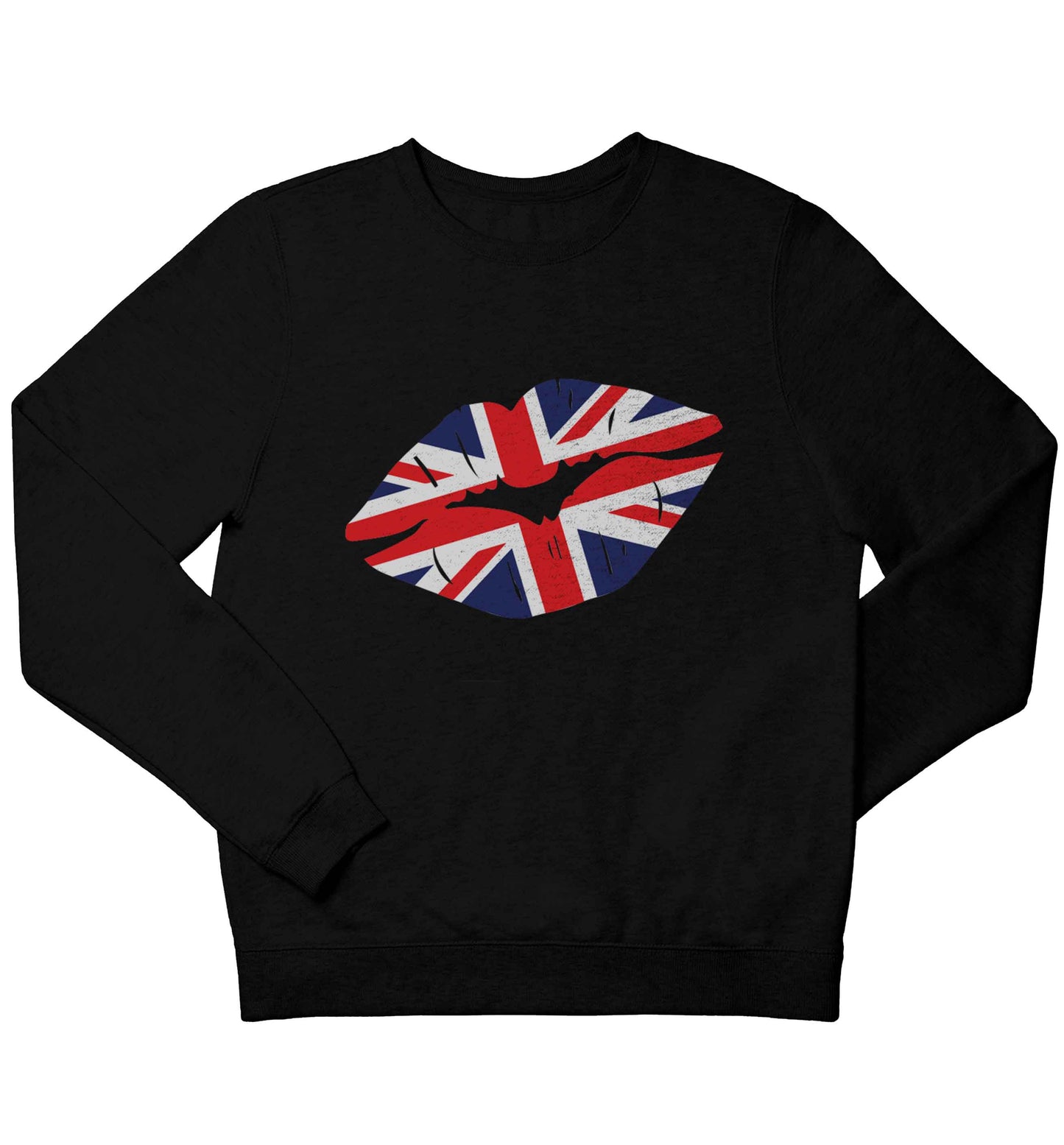 British flag kiss children's black sweater 12-13 Years