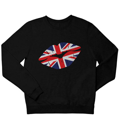 British flag kiss children's black sweater 12-13 Years