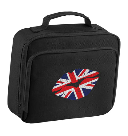 British flag kiss insulated black lunch bag cooler